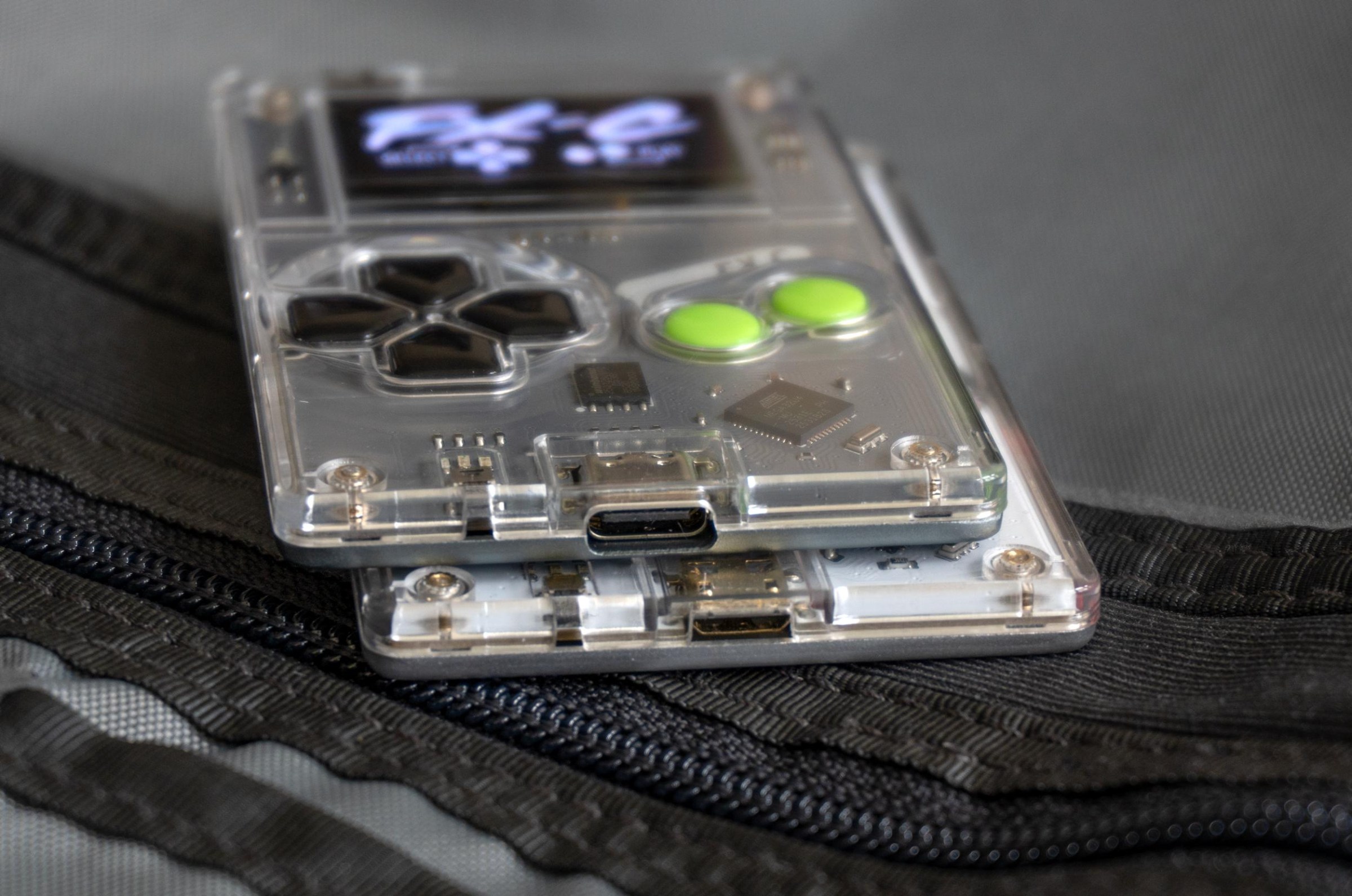 The original Arduboy and Arduboy FX-C’s USB ports compared.