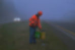 Mike Clemens, 78, works his "Dawn Patrol" along Egan Drive on Monday, May 4, 2026. (Klas Stolpe / Juneau Independent)