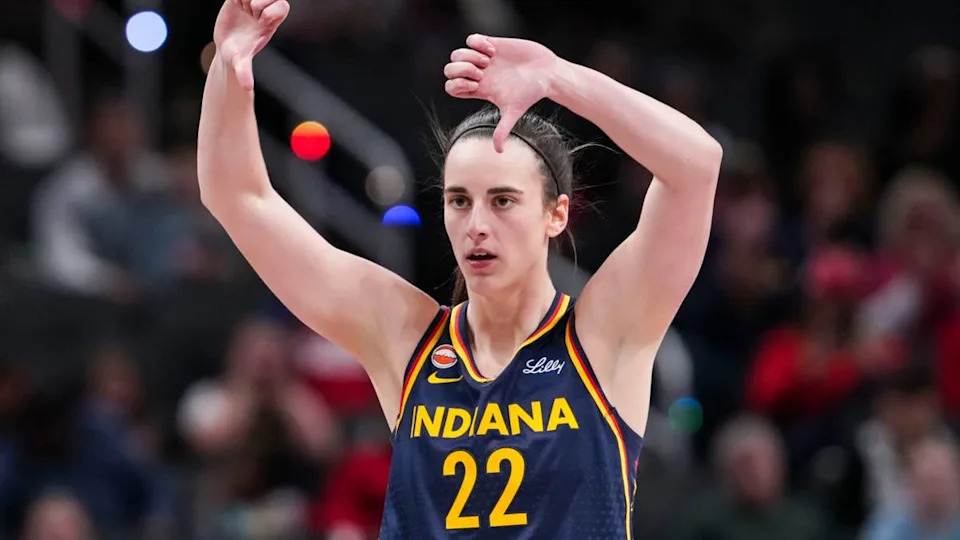 <a class="link " href="https://sports.yahoo.com/wnba/teams/indiana/" data-i13n="sec:content-canvas;subsec:anchor_text;elm:context_link" data-ylk="slk:Indiana Fever;sec:content-canvas;subsec:anchor_text;elm:context_link;itc:0" data-yga="{"yLinkElement":"context_link","yModuleName":"content-canvas","yLinkText":"Indiana Fever","ySubModuleName":"anchor_text","yHasCommerce":false}">Indiana Fever</a> guard Caitlin Clark (22) gestures down the court Saturday, May 2, 2026, during the first half of a preseason game at Gainbridge Fieldhouse in Indianapolis.© Grace Smith&sol;IndyStar &sol; USA TODAY NETWORK via Imagn Images&period;