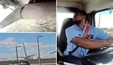 Crazy video captures moment plane landing at Newark strikes bakery truck