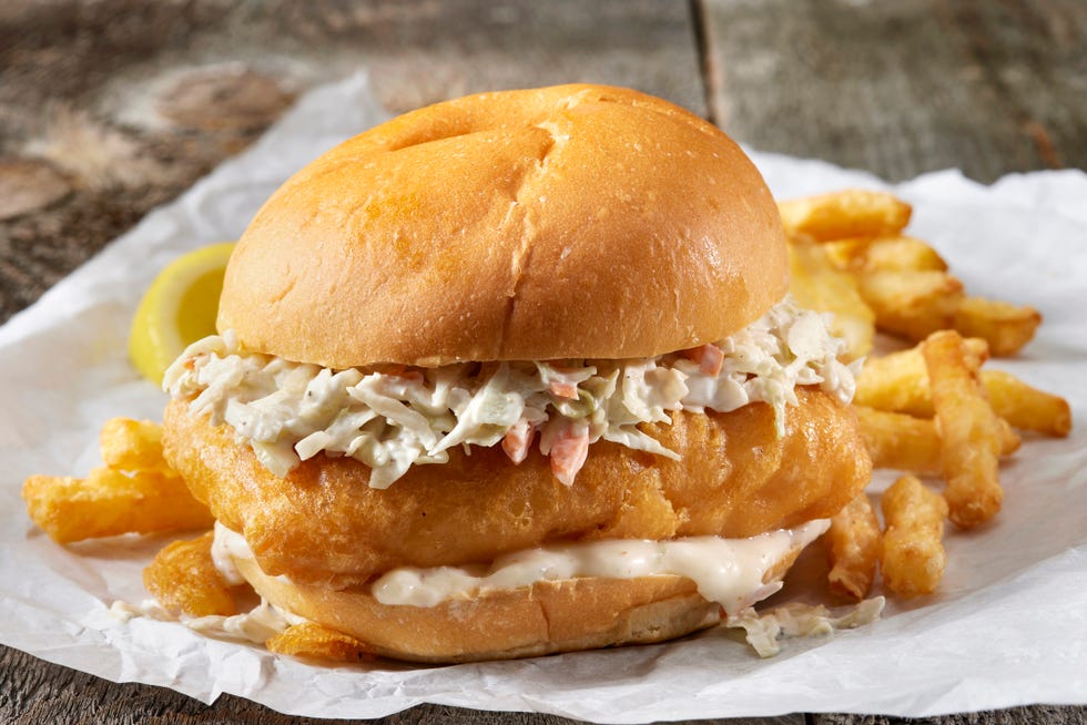 Beer Battered Fish Burger with Fries beer battered fish burger with fries