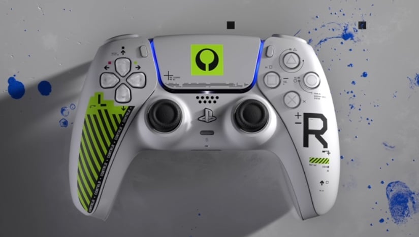 A Marathon-themed DualSense controller appears on a table.