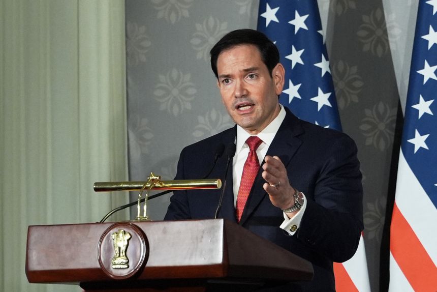US Secretary of State Marco Rubio addresses a joint press conference in New Delhi on May 24.