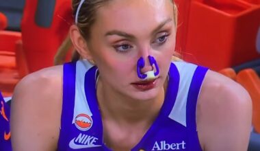 Cameron Brink wearing a nose brace