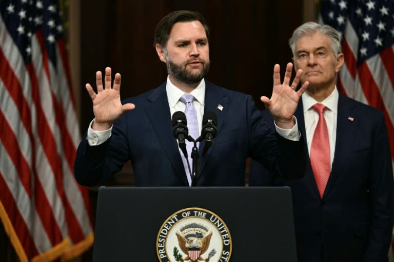 US Vice President JD Vance (L) told reporters that the administration was 'hyper aware' of the high inflation issue (Kent NISHIMURA)