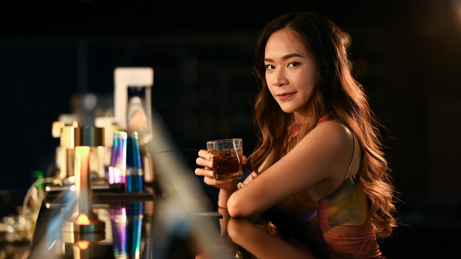 woman at a bar