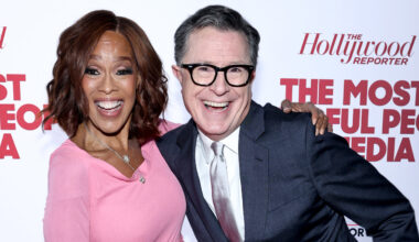 NEW YORK, NEW YORK - MAY 07: (L-R) Gayle King and Stephen Colbert attend The Hollywood Reporter's Most Powerful People in Media Sponsored by The History Channel at Daniel on May 07, 2026 in New York City. (Photo by Jamie McCarthy/The Hollywood Reporter via Getty Images)