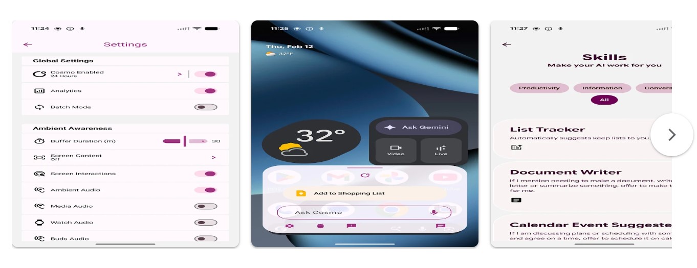 cosmo play store screens