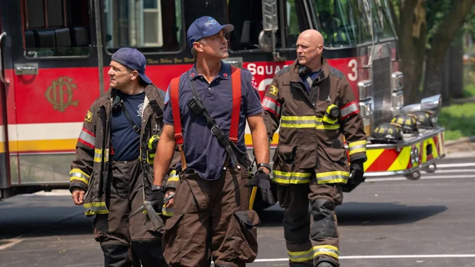 Anthony Ferraris as Tony Ferraris, Taylor Kinney as Kelly Severide, Randy Flagler as Harold CappPhoto by&colon; Peter Gordon&sol;NBC
