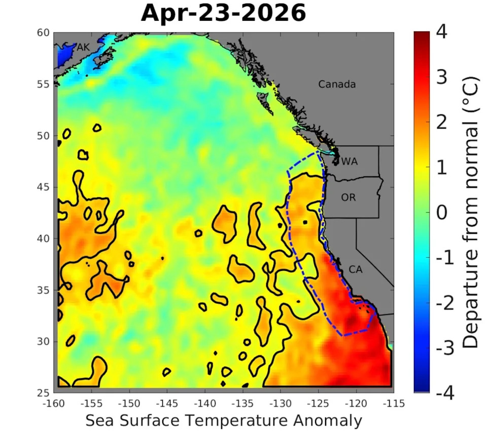 The agency had been tracking the heat wave since May 2025 and said it reached its maximum size in September. Integrated Ecosystem Assessment