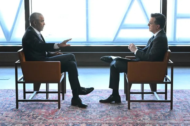 President Barack Obama and Stephen Colbert