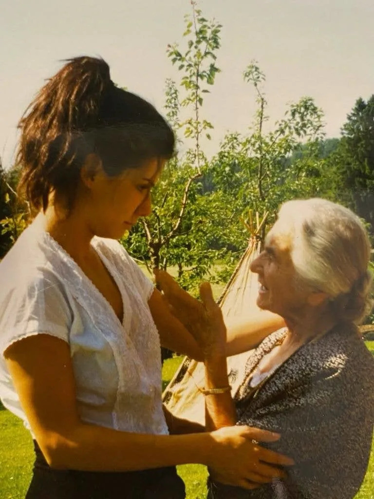 Sandra Bullock and her grandmother caught mid-conversation in a photo shared on Instagram