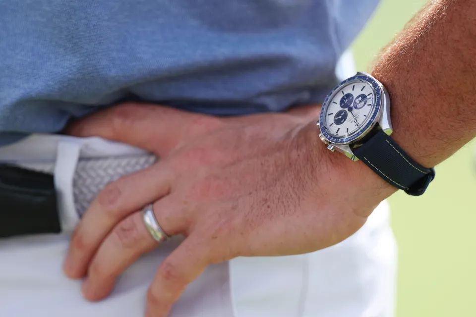 Rory McIlroy wearing an Omega watch.