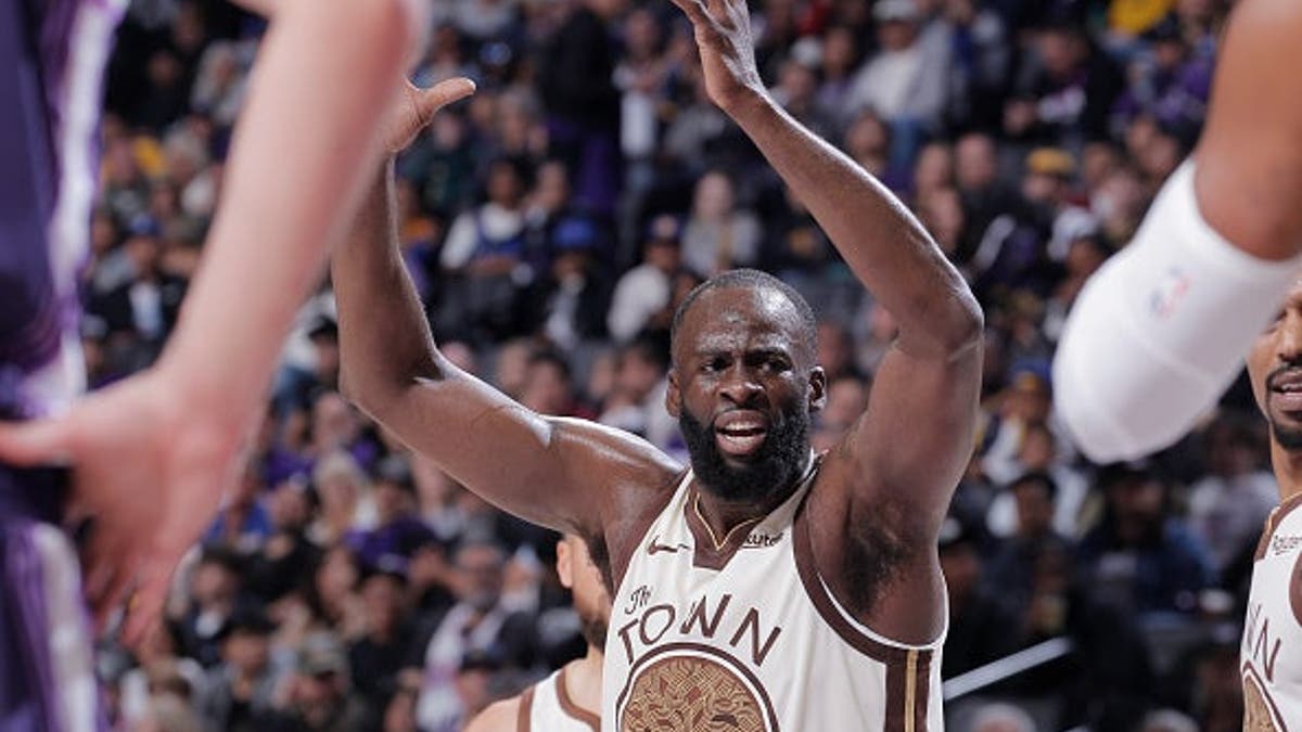 Draymond Green wearing number 23 reacts during a basketball game at Golden 1 Center in Sacramento
