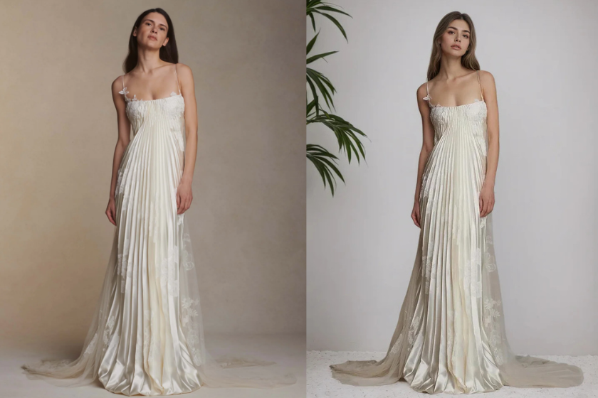 two wedding dresses