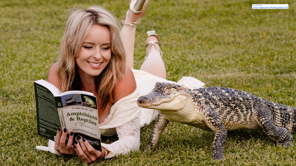 She spent her college years caring for gators, then featured them in her Texas graduation photo shoot