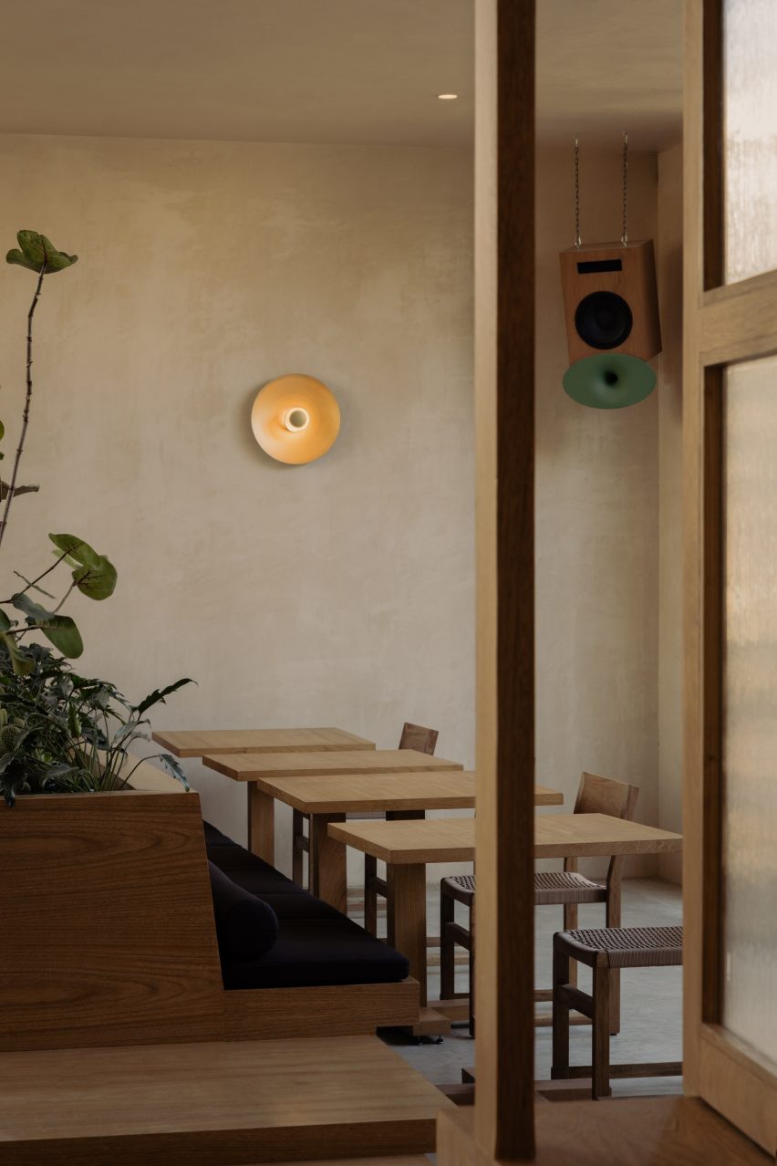 Custom-designed tables and chairs in a cafe