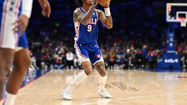 Philadelphia 76ers guard <a class="link " href="https://sports.yahoo.com/nba/players/5475/" data-i13n="sec:content-canvas;subsec:anchor_text;elm:context_link" data-ylk="slk:Kelly Oubre Jr;sec:content-canvas;subsec:anchor_text;elm:context_link;itc:0" data-yga="{"yLinkElement":"context_link","yModuleName":"content-canvas","yLinkText":"Kelly Oubre Jr","ySubModuleName":"anchor_text","yHasCommerce":false}">Kelly Oubre Jr</a> (9)Credit&colon; Kyle Ross-Imagn Images