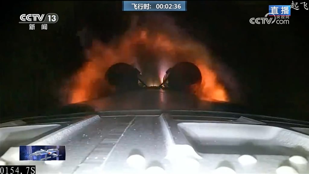 The Shenzhou-23 mission lifts off from the Jiuquan Satellite Launch Centre in Gansu province on Sunday night. Photo: CCTV