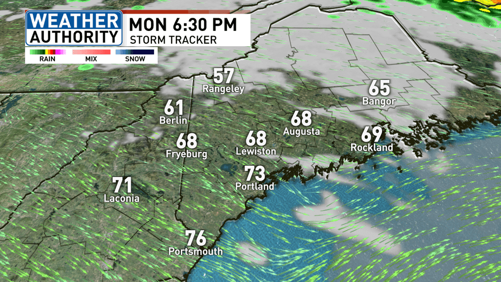 Monday evening. (WGME)
