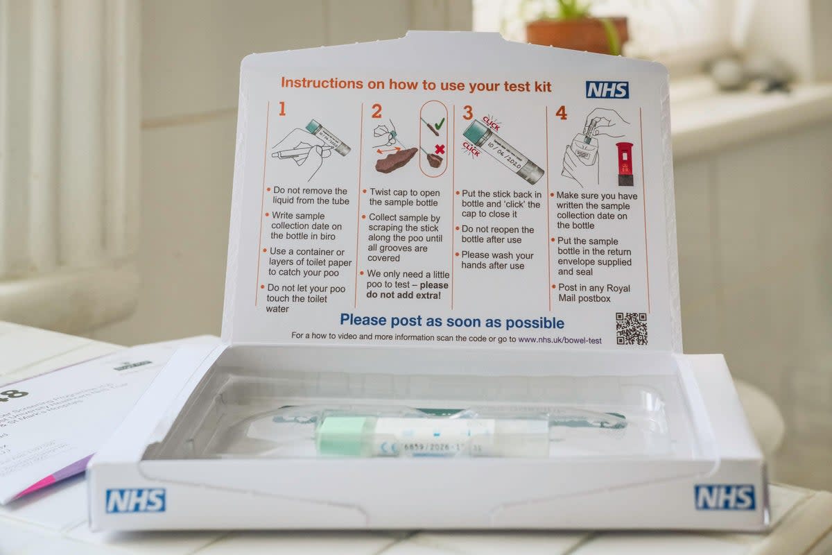 The NHS offers at-home bowel cancer screening tests (PA)