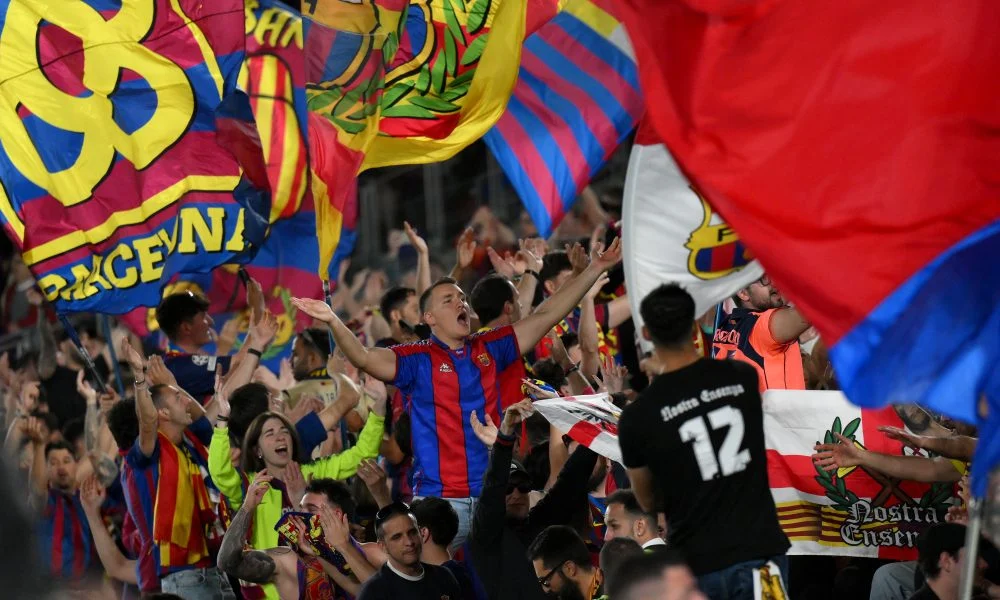 Fans of FC Barcelona celebrate