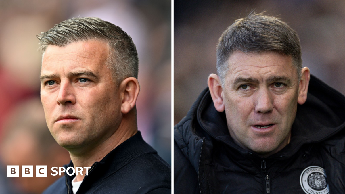 Bolton Wanderers boss Steven Schumacher and Stockport County boss Dave Challinor