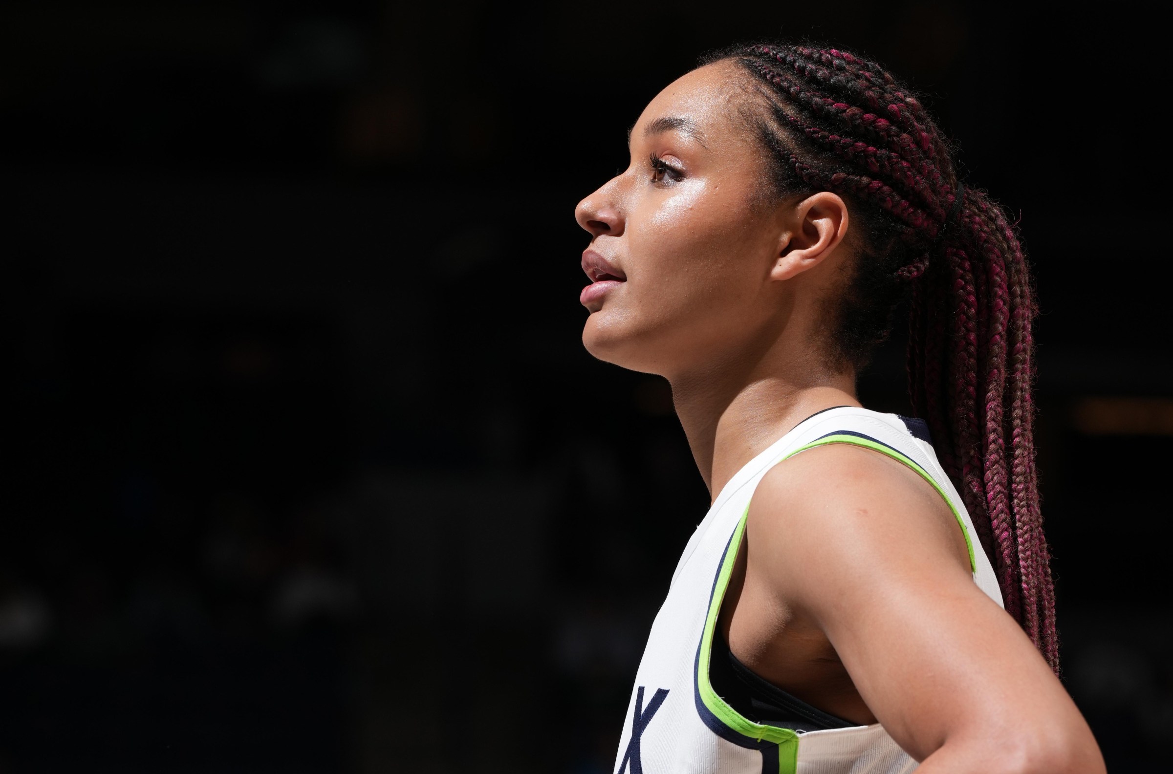 MINNEAPOLIS, MN - MAY 1: Anastasia Olairi Kosu #7 of the Minnesota Lynx looks on during the game against the Toronto Tempo on May 1, 2026 at Target Center in Minneapolis, Minnesota. NOTE TO USER: User expressly acknowledges and agrees that, by downloading and or using this Photograph, user is consenting to the terms and conditions of the Getty Images License Agreement. Mandatory Copyright Notice: Copyright 2026 NBAE (Photo by Jordan Johnson/NBAE via Getty Images)