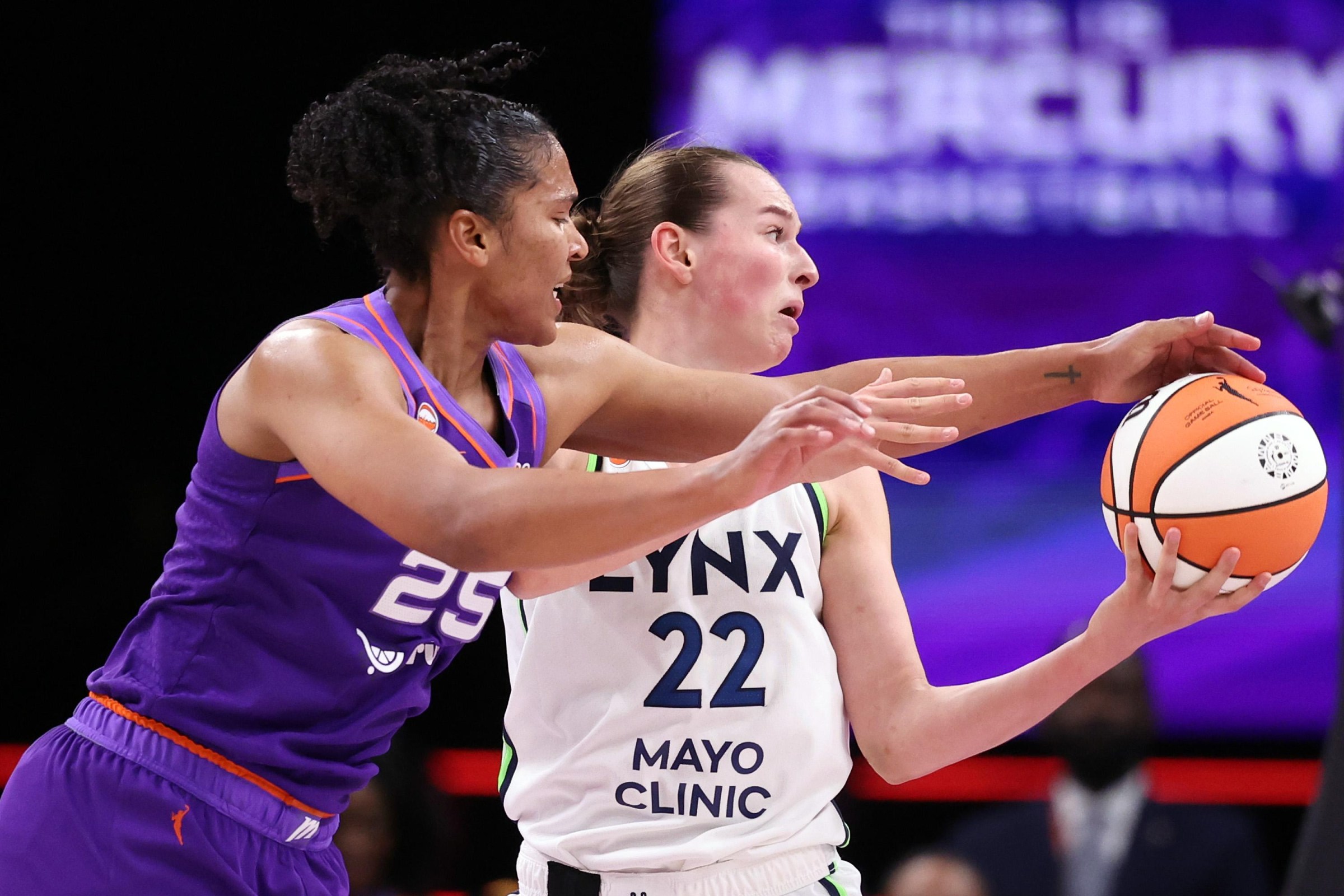 Alyssa Thomas steals the ball against the Minnesota Lynx.