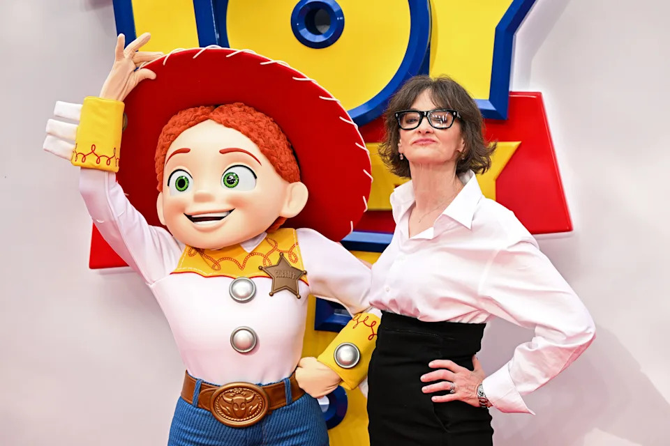 Jessie and Joan Cusack attend the <em>Toy Story 5</em> UK launch event May 28 in London.