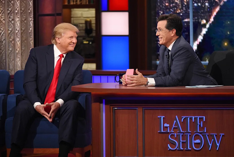 Donald Trump and Stephen Colbert