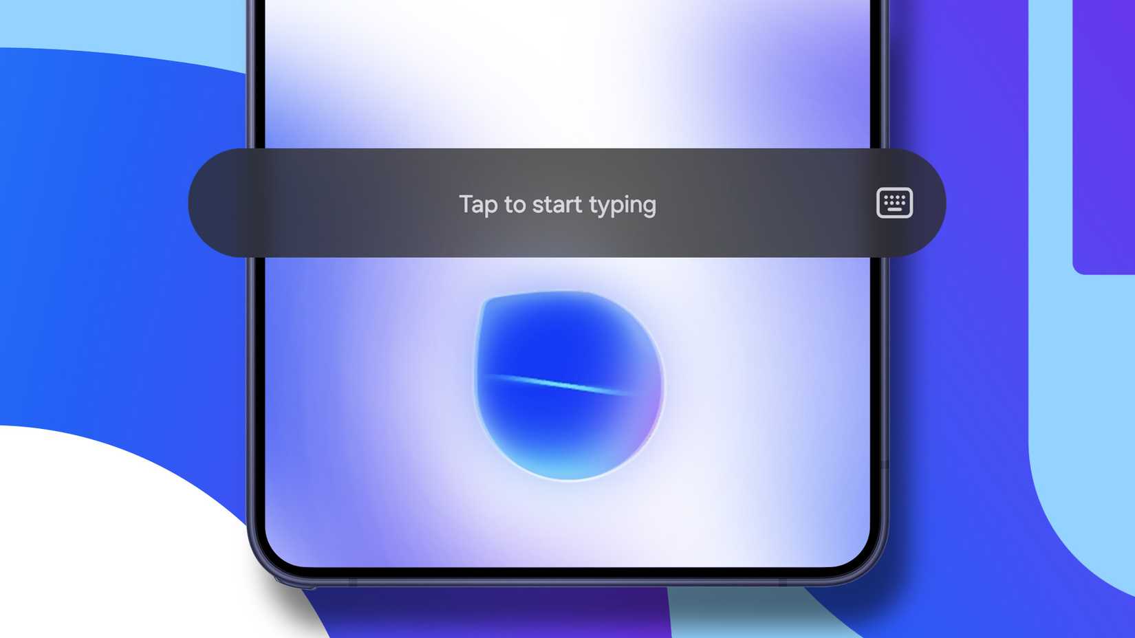 Glowing Bixby icon on a smartphone screen with a text input widget.