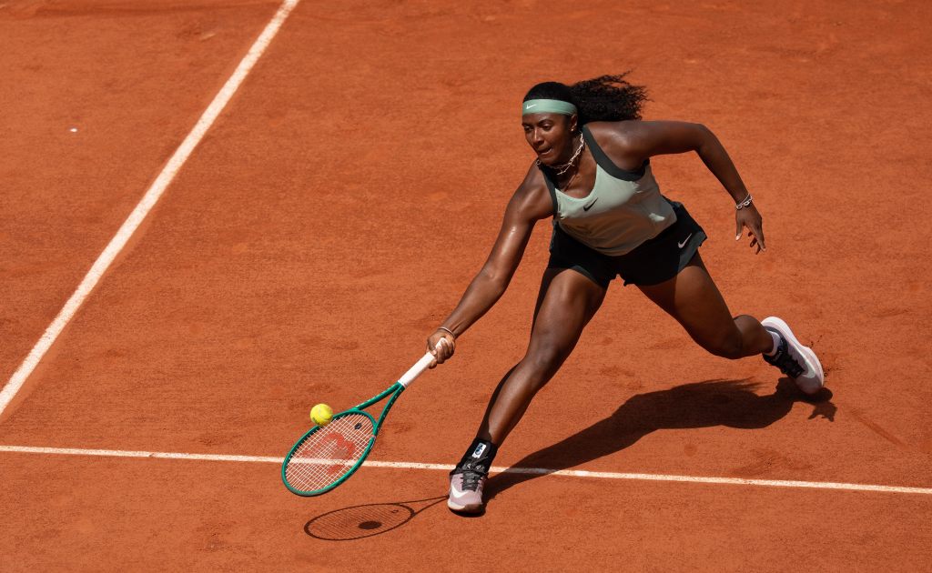 Hailey Baptiste playing tennis at the French Open.