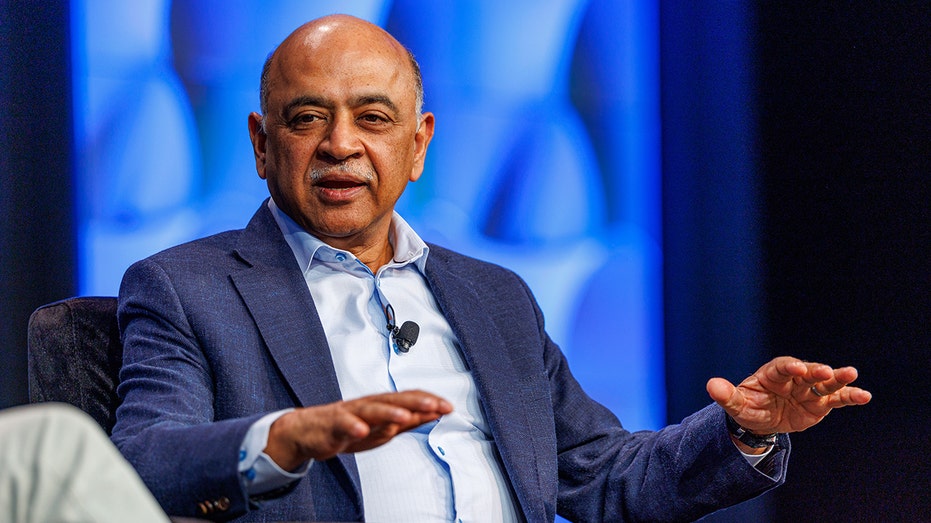 IBM CEO Arvind Krishna speaks on stage