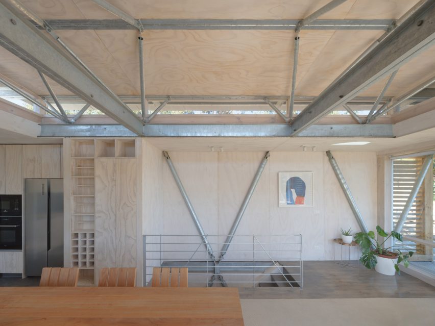 Interior of a modular house in Chile by Ignacio Rojas Hirigoyen and Leonardo Gúzman Valencia