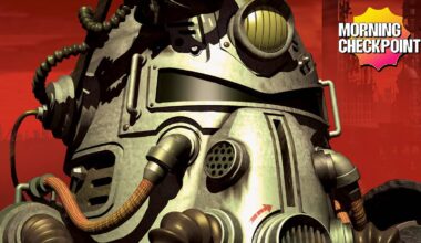 A power armor helmet appears in the wasteland.