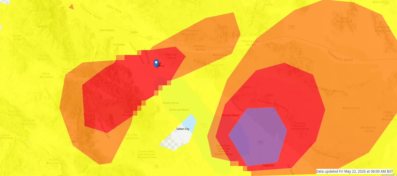 AirNow map shows the impacted areas