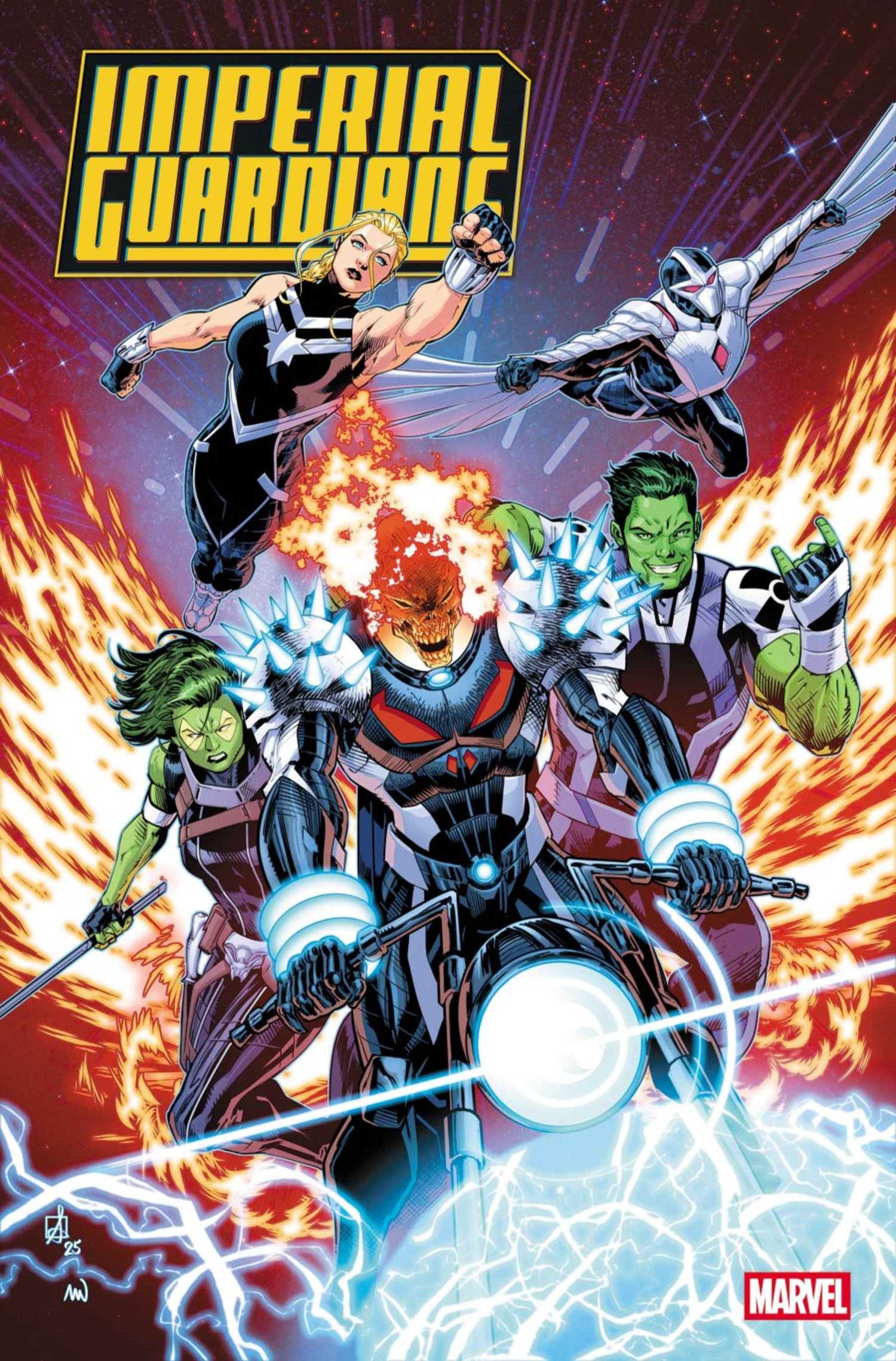 Imperial Guardians #1 cover, Cosmic Ghost Rider leading the team in a charge