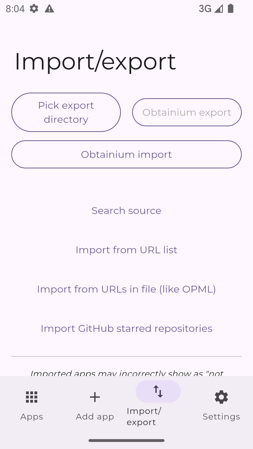 Importing and exporting Obtanium lists