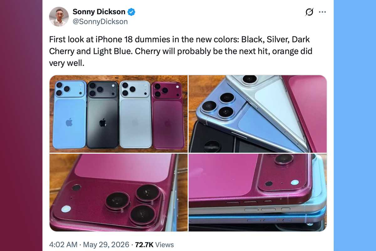 tweet about iphone colors from Sonny Dickson