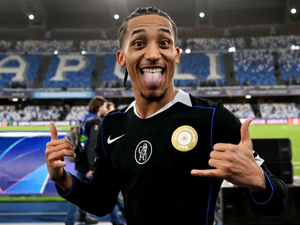 Joao Pedro celebrates Chelsea's win over Napoli