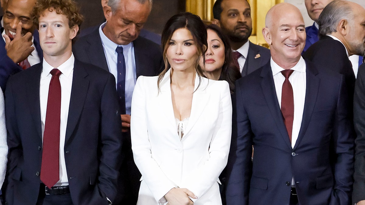 Mark Zuckerberg, Jeff Bezos, Sundar Pichai, Elon Musk, Priscilla Chan, and Lauren Sanchez attending the U.S. Capitol