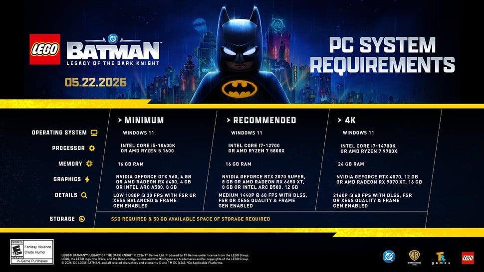 Lego Batman: Legacy of the Dark Knight - PC system requirements