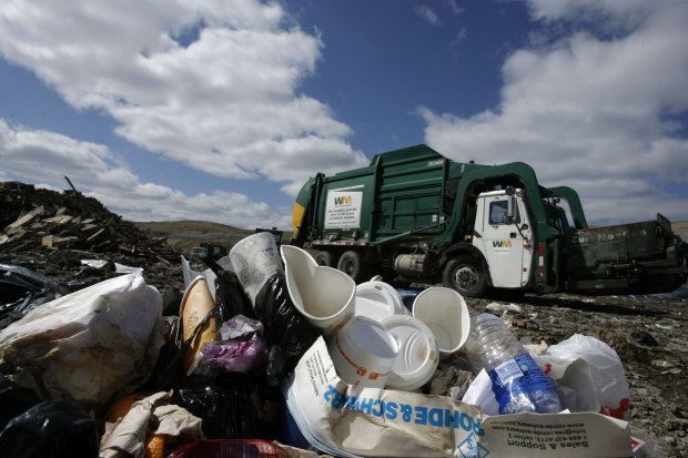In this April 3, 2009 file photo, bags of garbage wait to be compacted after being dumped at the active landfill at Waste Management Inc. which operates the Countryside Landfill in Grayslake, one of two landfills in operation in Lake County Illinois. The landfill is anticipated to close in the next few years. (David Trotman-Wilkins / Chicago Tribune)