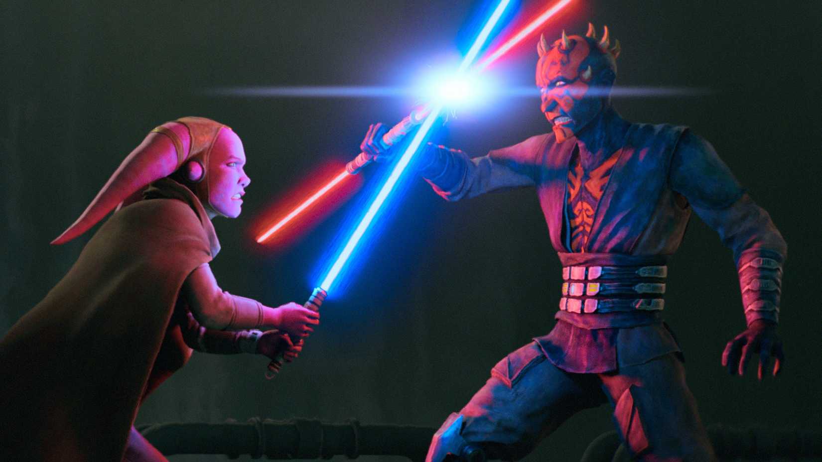 Maul dueling Devon in Star Wars: Maul - Shadow Lord.