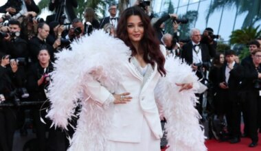 Aishwarya Rai Owns Cannes Closing In An All-White Power Suit And Feather Boa