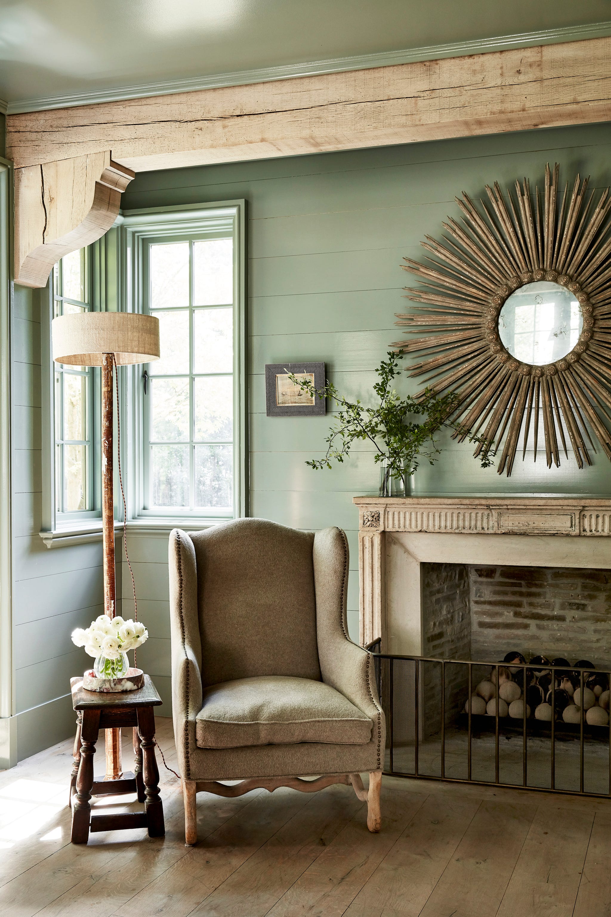 melanie pounds mountain brook house tour keeping room an antique wingback chair in the keeping room is covered in cozy wool sateen fabric