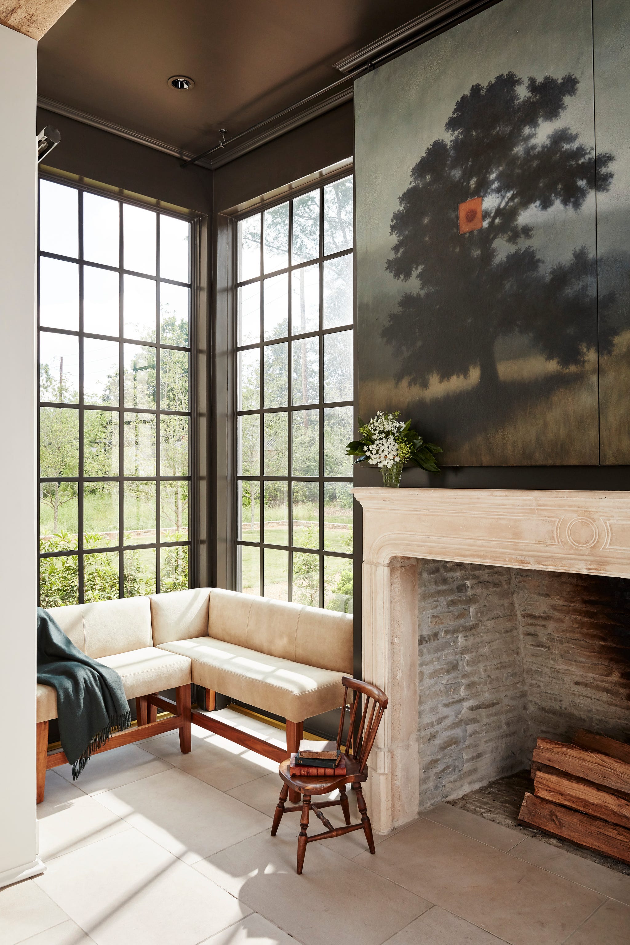 melanie pounds mountain brook house tour salon suede seating by verellen outfits a sunny corner of the salon