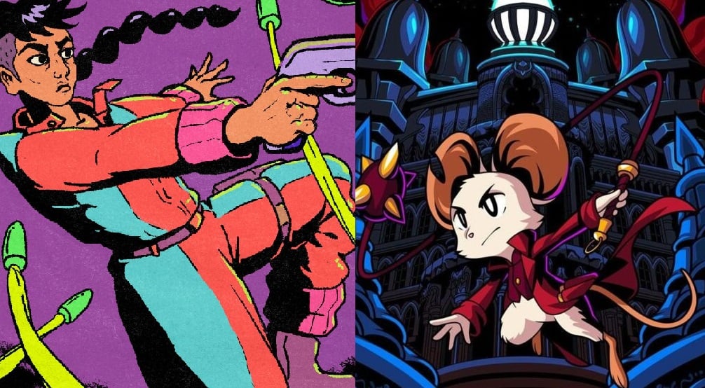 A mouse and a woman appear in game key art.