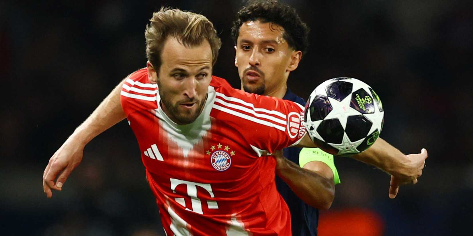Harry Kane and Marquinhos in PSG vs Bayern